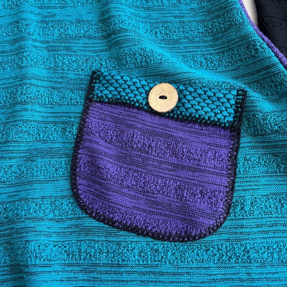 Margaret Winters Size M Knit Sweater Cowl Neck Art Colorful Pockets Long Sleeve - Picture 7 of 10